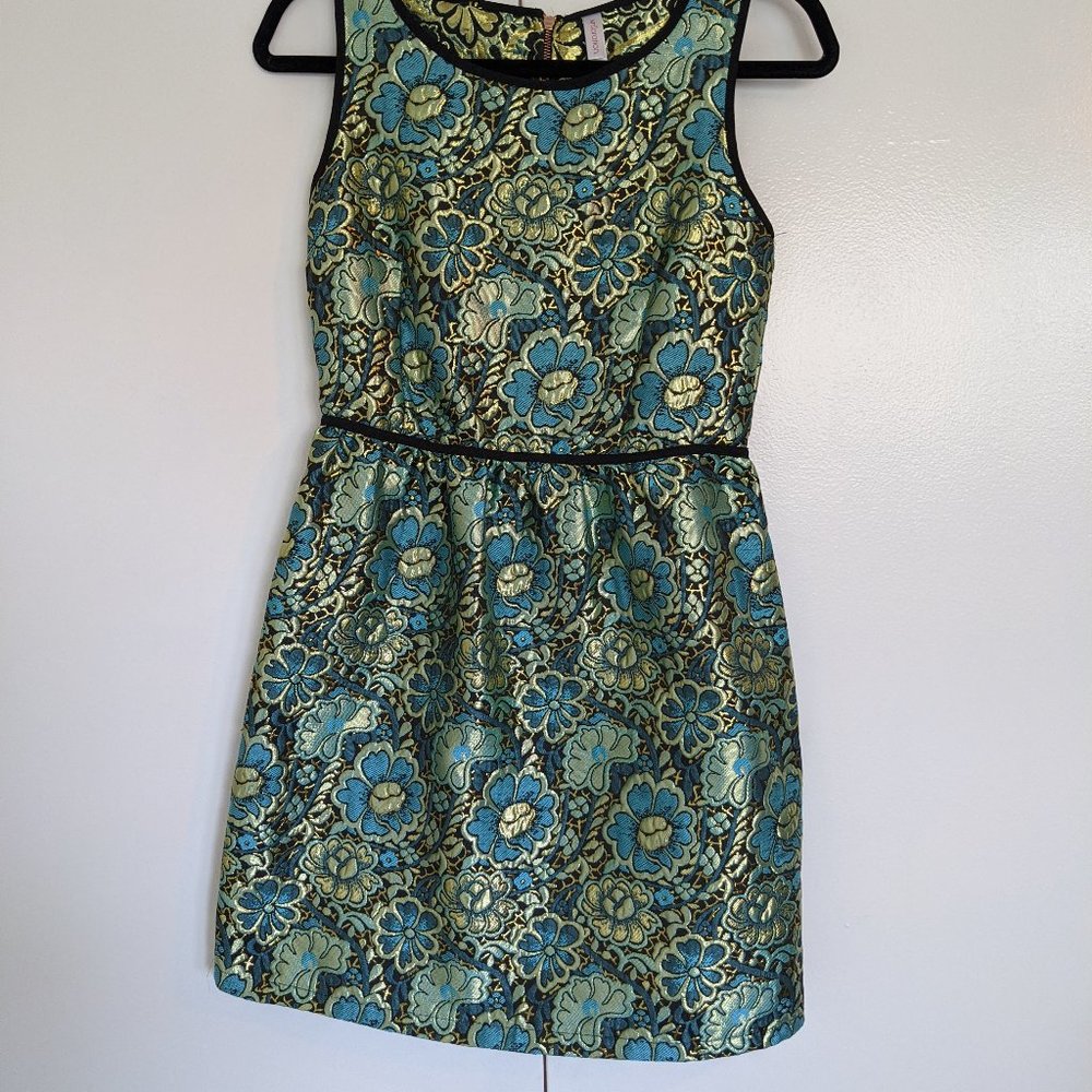 Blue brocade metallic Target dress